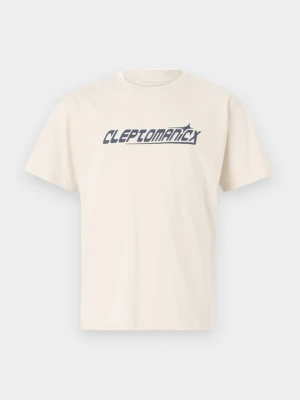 T-shirt z nadrukiem cleptomanicx beżowy