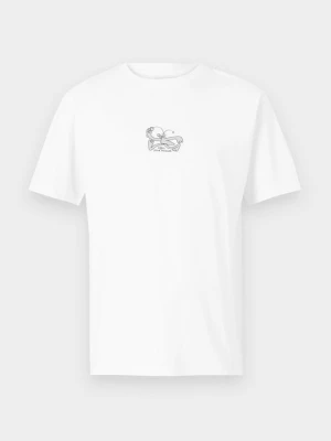 T-shirt z nadrukiem cleptomanicx biały