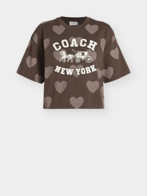 T-shirt z nadrukiem Coach brązowy