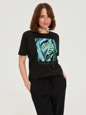 Zdjęcie produktu T-shirt z nadrukiem czarny Moodo