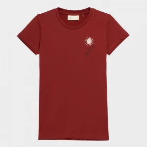 T-shirt z nadrukiem damski - czerwony OUTHORN