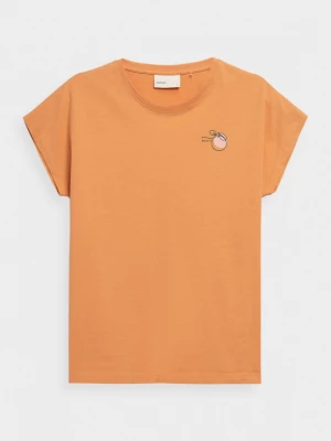 T-shirt z nadrukiem damski - pomarańczowy OUTHORN