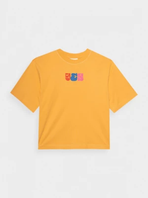 T-shirt z nadrukiem damski - żółty OUTHORN