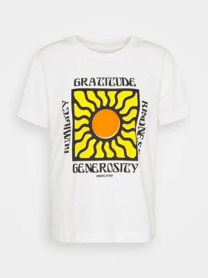 T-shirt z nadrukiem Dedicated mleczny