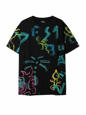 T-shirt z nadrukiem Desigual czarny