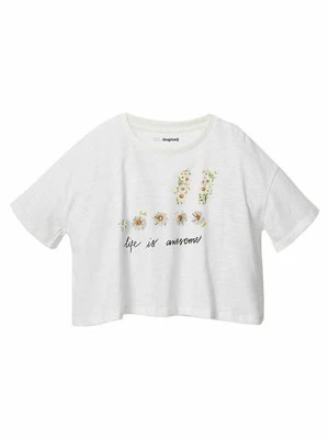 T-shirt z nadrukiem Desigual biały
