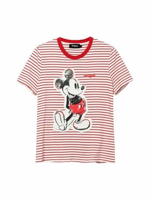 T-shirt z nadrukiem Desigual czerwony