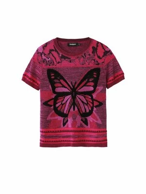 T-shirt z nadrukiem Desigual czerwony