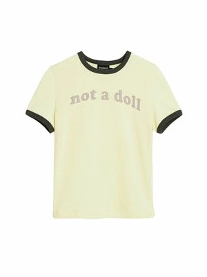 T-shirt z nadrukiem Desigual żółty