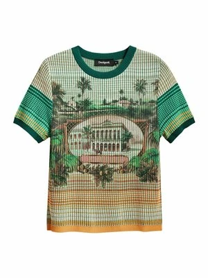 T-shirt z nadrukiem Desigual zielony