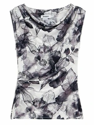 T-shirt z nadrukiem Desigual szary
