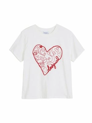 T-shirt z nadrukiem Desigual biały
