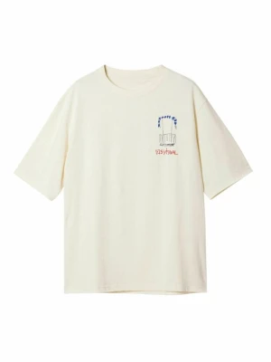 T-shirt z nadrukiem Desigual beżowy