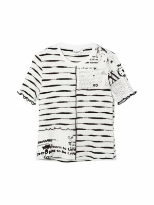T-shirt z nadrukiem Desigual biały