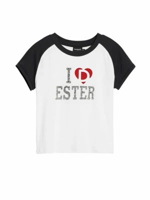 T-shirt z nadrukiem Desigual biały