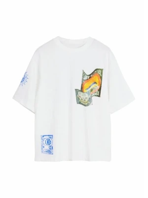 T-shirt z nadrukiem Desigual biały