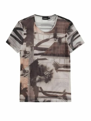 T-shirt z nadrukiem Desigual czarny