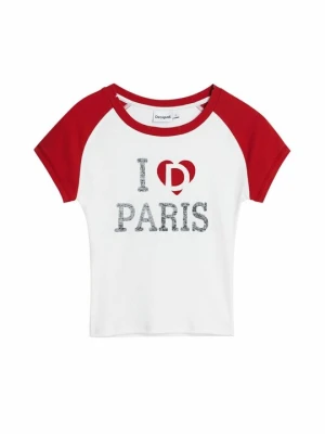 T-shirt z nadrukiem Desigual czerwony