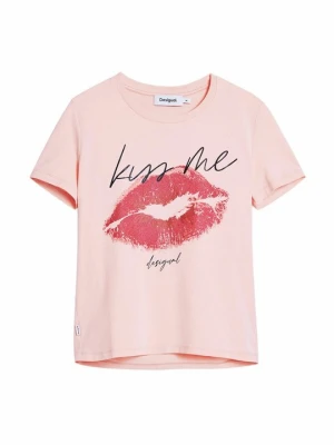 T-shirt z nadrukiem Desigual czerwony
