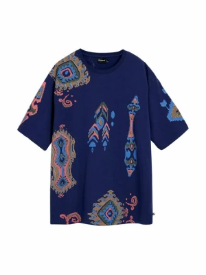 T-shirt z nadrukiem Desigual niebieski