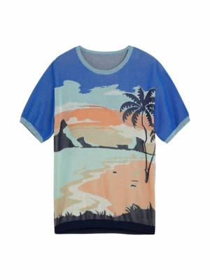 T-shirt z nadrukiem Desigual niebieski