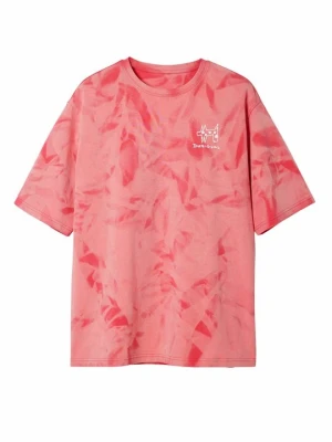 T-shirt z nadrukiem Desigual różowy