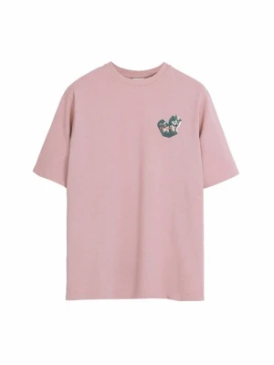 T-shirt z nadrukiem Desigual różowy