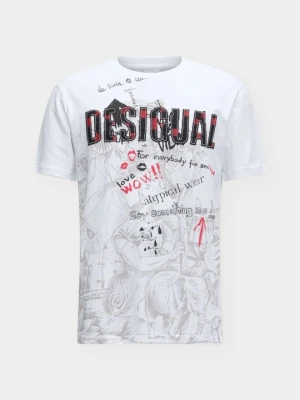 T-shirt z nadrukiem Desigual szary