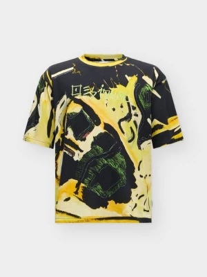T-shirt z nadrukiem Desigual żółty