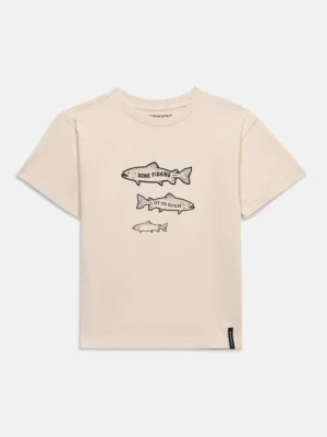 T-shirt z nadrukiem Didriksons beżowy
