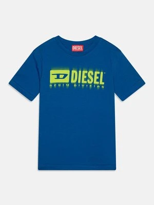 T-shirt z nadrukiem Diesel niebieski