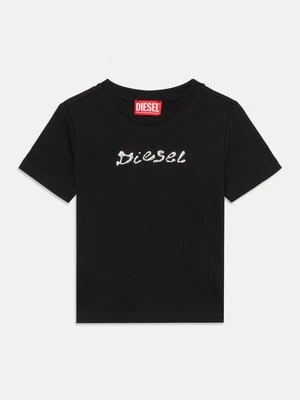 T-shirt z nadrukiem Diesel czarny
