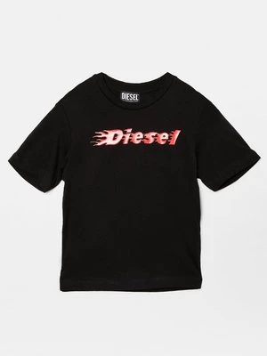 T-shirt z nadrukiem Diesel czarny