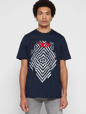 Zdjęcie produktu T-shirt z nadrukiem Diesel jasnoniebieski melanż