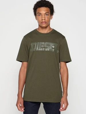 Zdjęcie produktu T-shirt z nadrukiem Diesel ciemnozielony