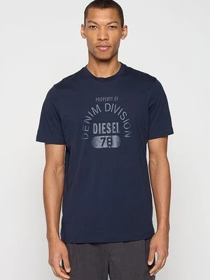 Zdjęcie produktu T-shirt z nadrukiem Diesel granatowy melanż