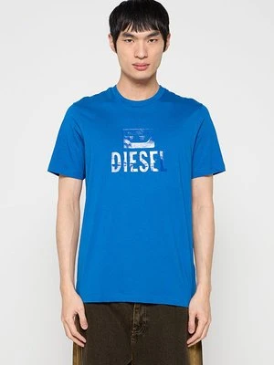T-shirt z nadrukiem Diesel niebieski
