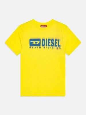 T-shirt z nadrukiem Diesel żółty