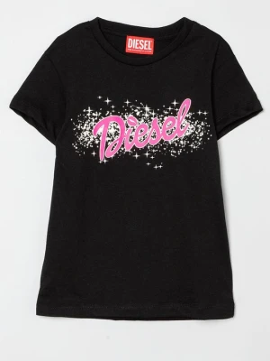 T-shirt z nadrukiem Diesel antracytowy melanż