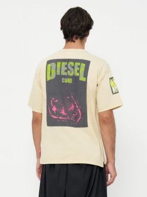 T-shirt z nadrukiem Diesel beżowy