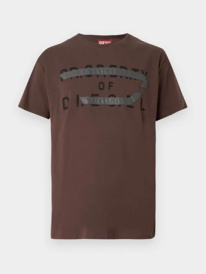 T-shirt z nadrukiem Diesel brązowy