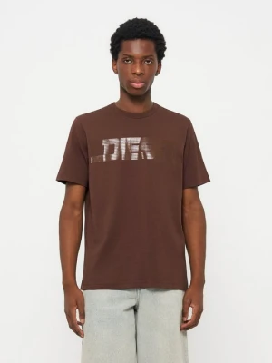 T-shirt z nadrukiem Diesel brązowy