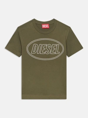 T-shirt z nadrukiem Diesel ciemnozielony