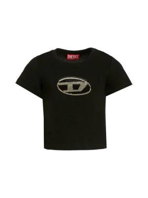 T-shirt z nadrukiem Diesel czarny
