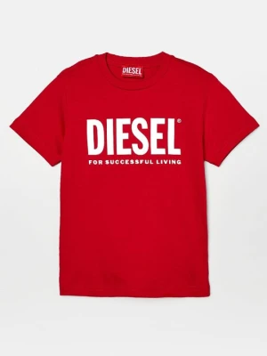 T-shirt z nadrukiem Diesel czerwony