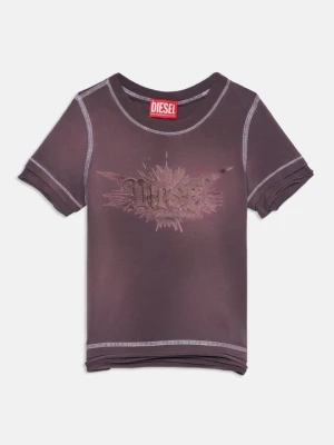 T-shirt z nadrukiem Diesel fioletowy