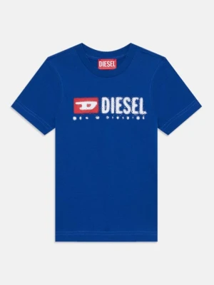T-shirt z nadrukiem Diesel niebieski
