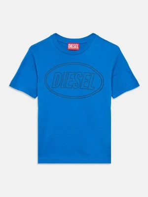 T-shirt z nadrukiem Diesel niebieski