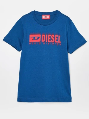 T-shirt z nadrukiem Diesel niebieski