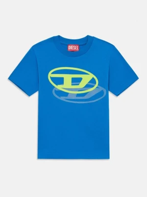 T-shirt z nadrukiem Diesel niebieski
